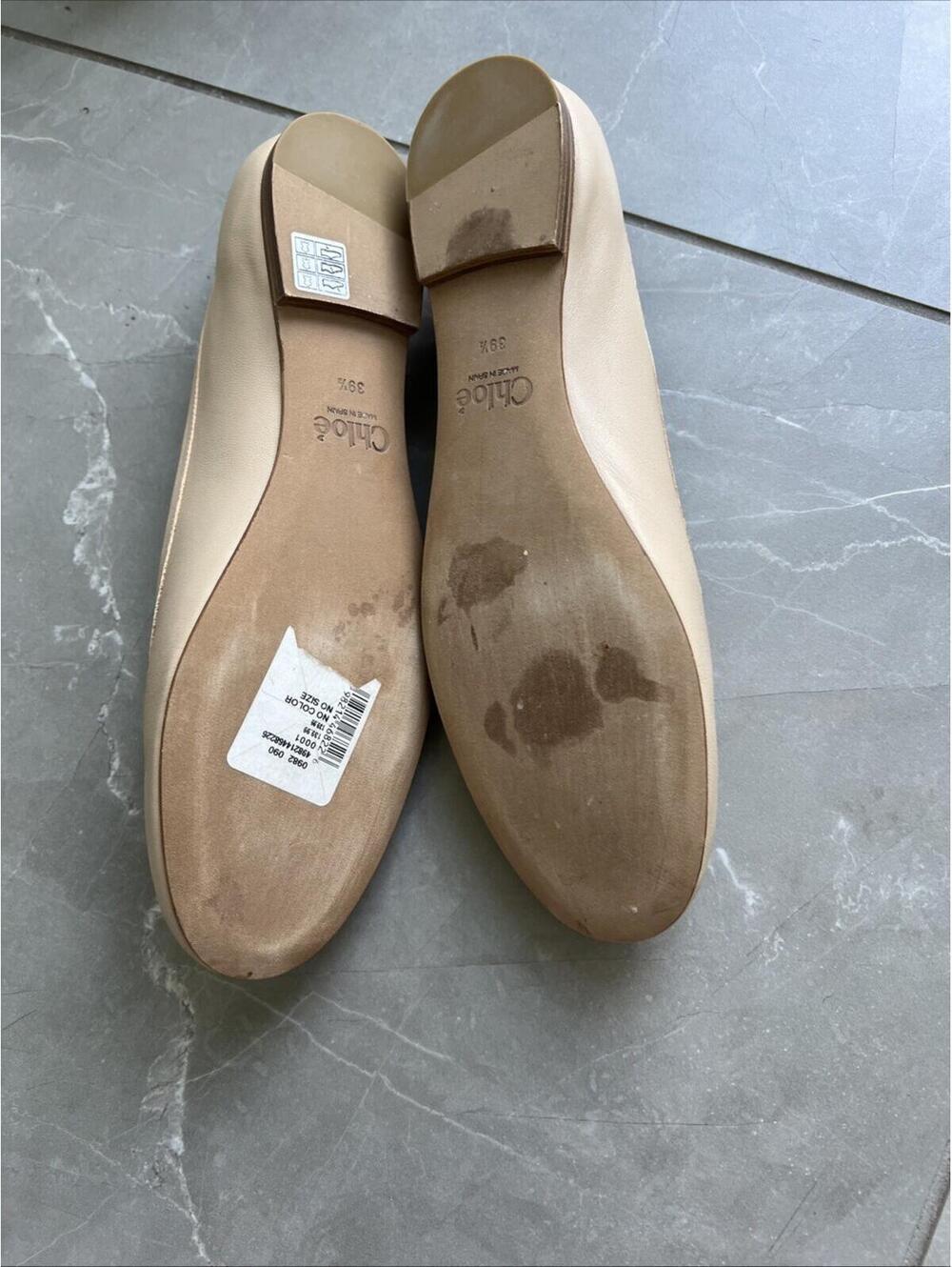 Chloé $650 Lauren Leather Ballerina Flat Women's Size 39.5 W Delicate Nude - Picture 8 of 10